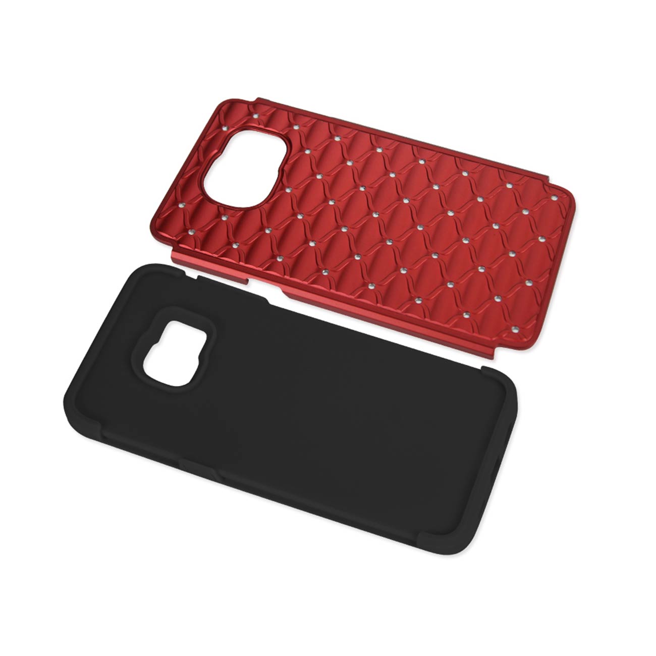 Samsung Galaxy S6 Edge Plus Hybrid Heavy Duty Jewelry Diamond Case In Black Red