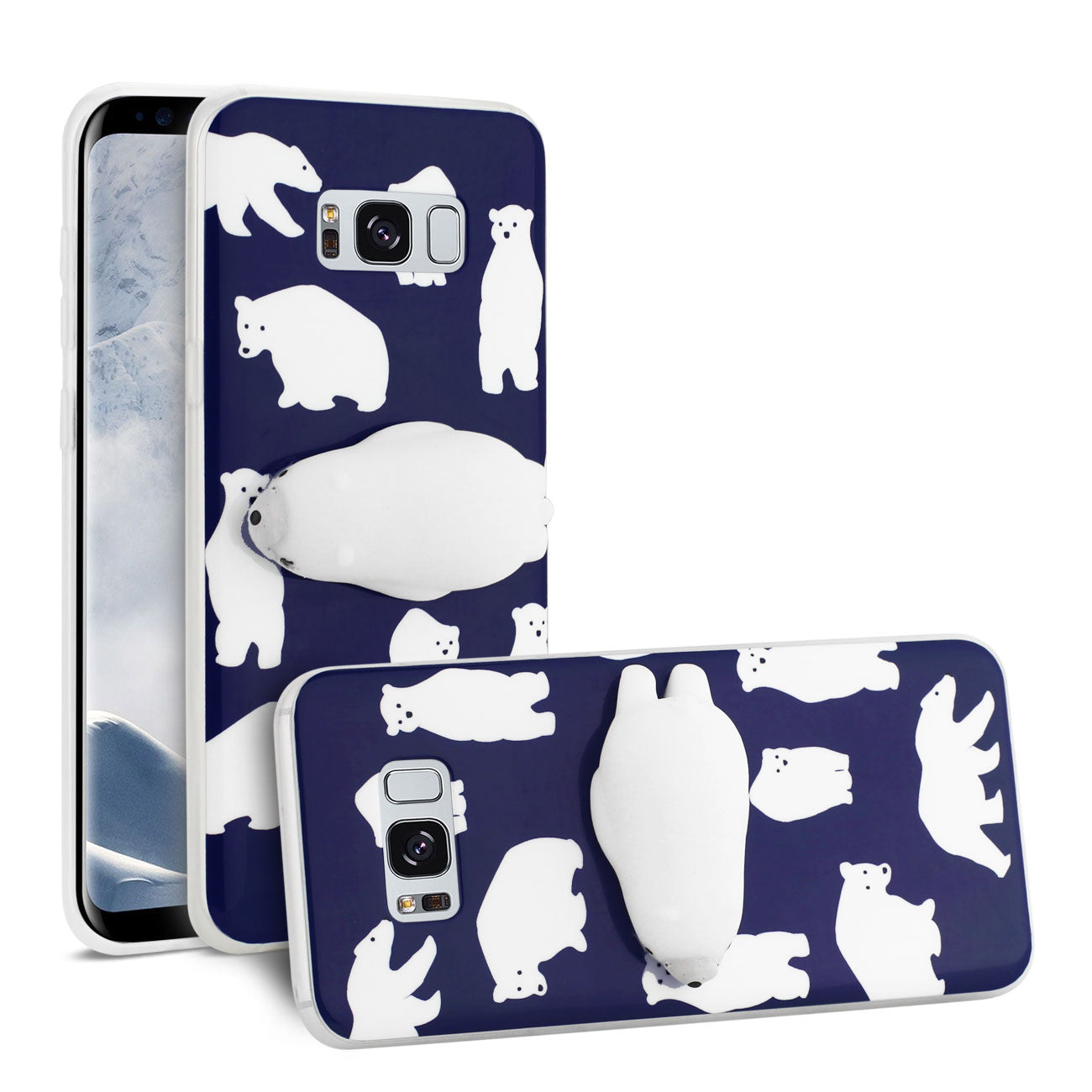 Samsung Galaxy S8 EDGE/S8 Plus TPU Design Case With 3D Soft Silicone Poke Squishy Polar Bear