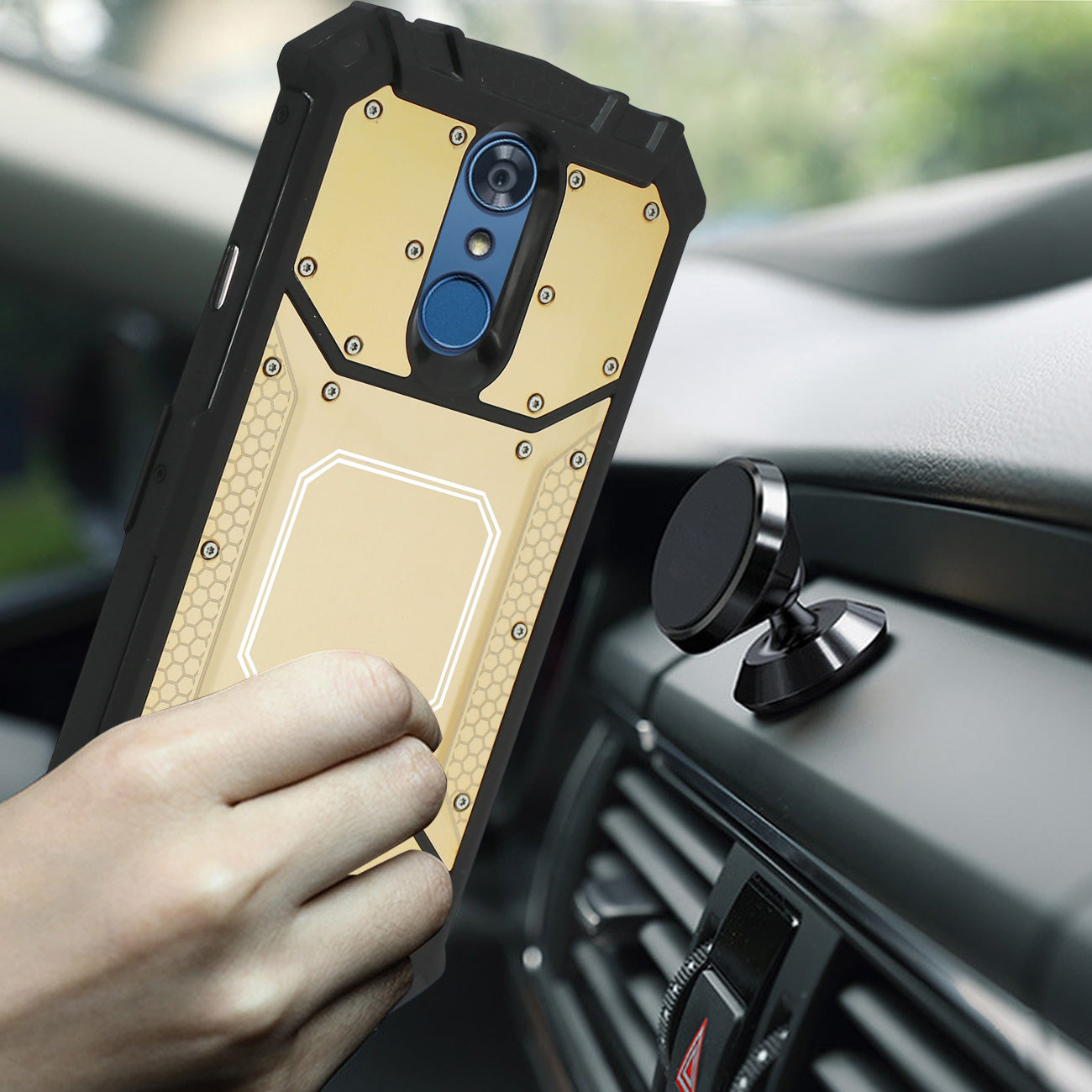 LG Q7 Plus Metallic Front Cover Case In Gold