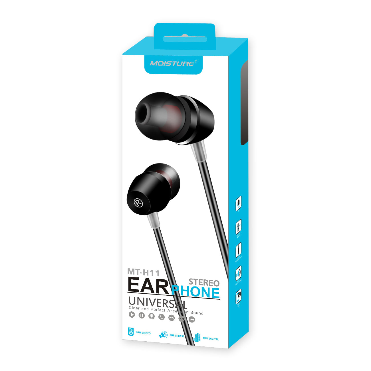 Earphones In-Ear Universal High Quality Sound Black Color.