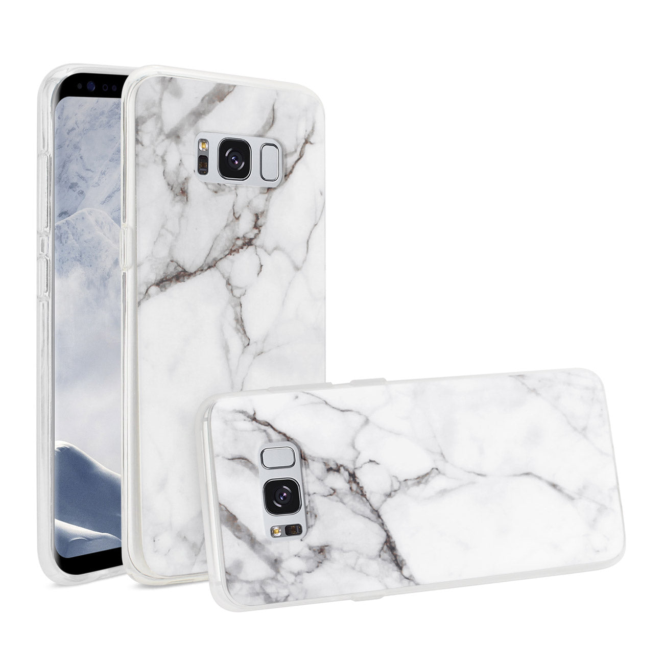 Samsung Galaxy S8 Edge/ S8 Plus Streak Marble Cover In White