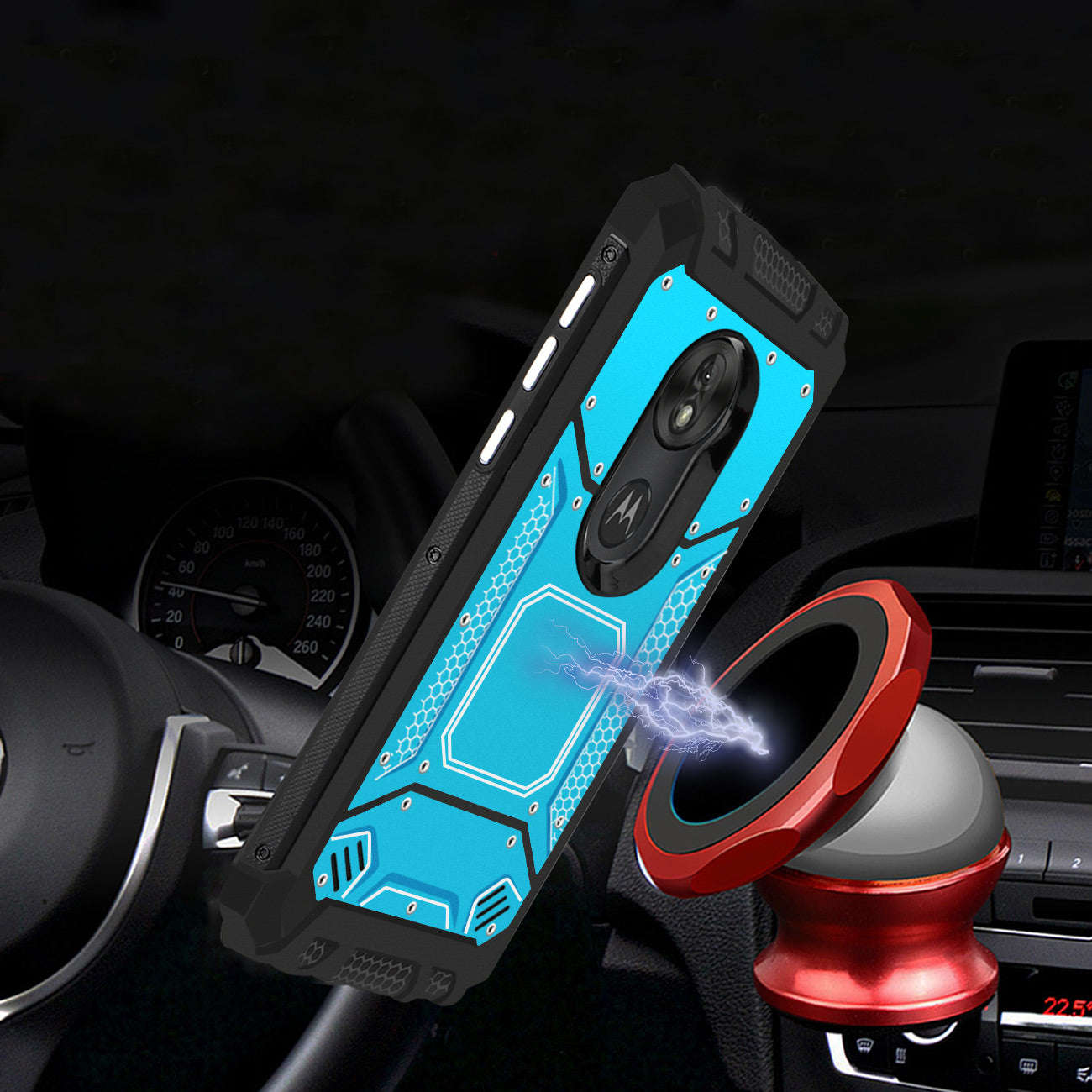 MOTOROLA MOTO G7 PLAY Metallic Front Cover Case In Blue