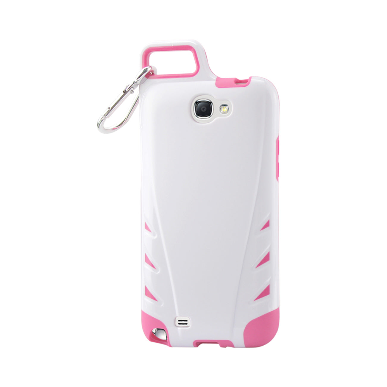Samsung Galaxy Note 2 Dropproof Workout Hybrid Case With Hook In White Pink