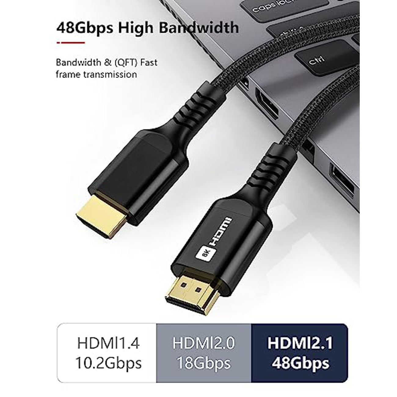 Cable 2.1 HDMI High Speed 8K 6.6Ft Black Color