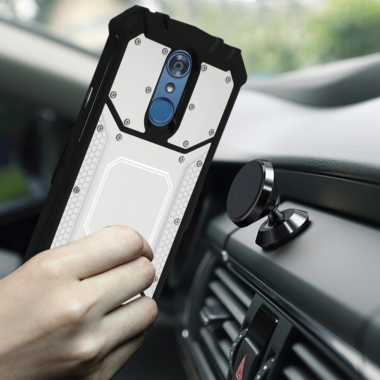 LG Q7 Plus Metallic Front Cover Case In Silver
