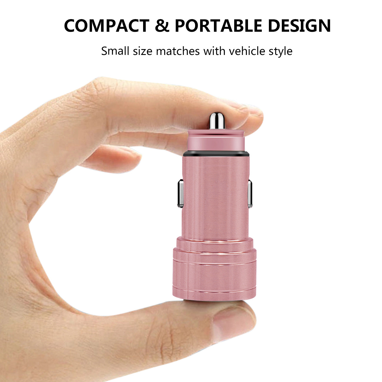 Car Charger/ Adapter USB Dual Port Rose Gold Color (12Pcs)