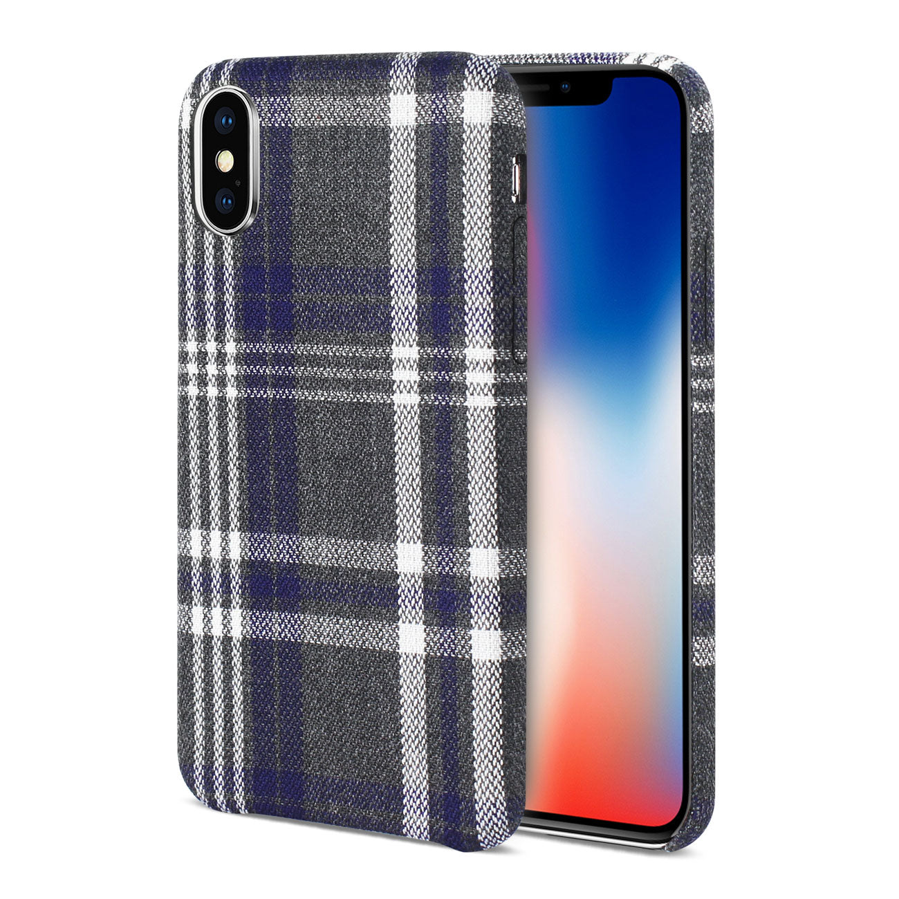 iPhone X/iPhone XS Checked Fabric Case In Black