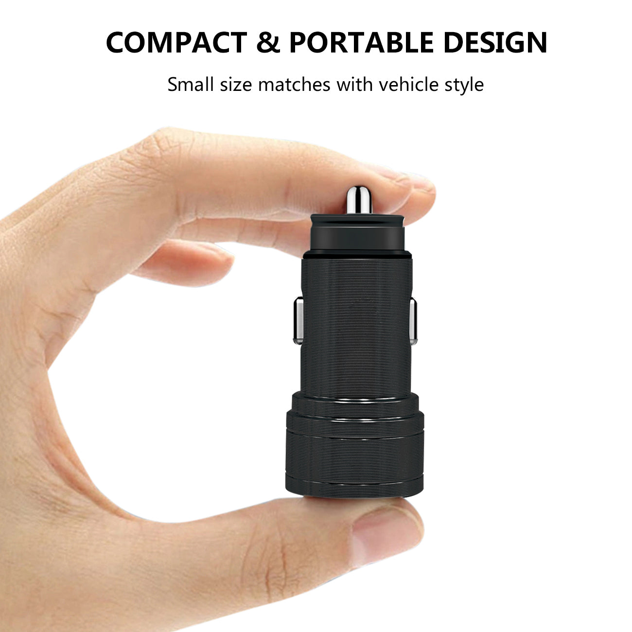 Car Charger/ Adapter USB Dual Port Black Color 12pcs