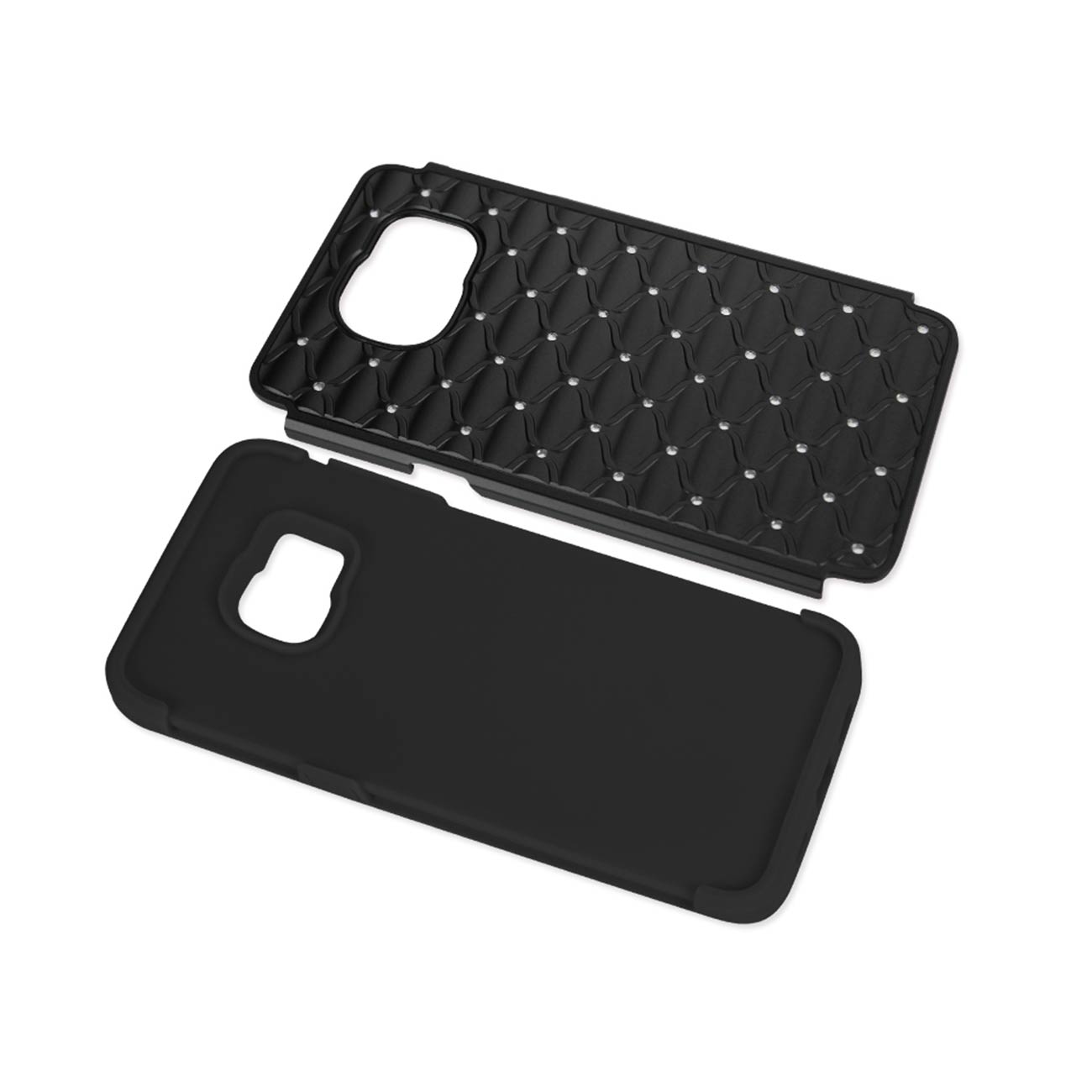 Samsung Galaxy S6 Edge Plus Hybrid Heavy Duty Jewelry Diamond Case In Black