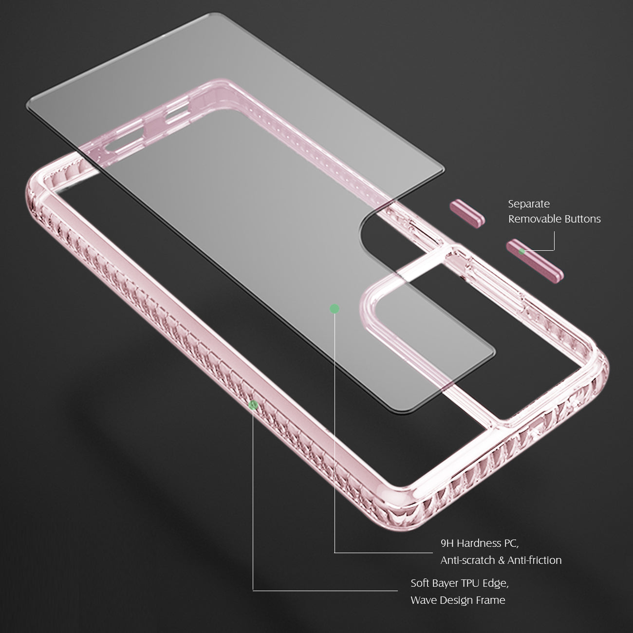 Case Bumper TPU Shockproof Embedded Coil Samsung Galaxy S21/ S30 Ultra Pink Color