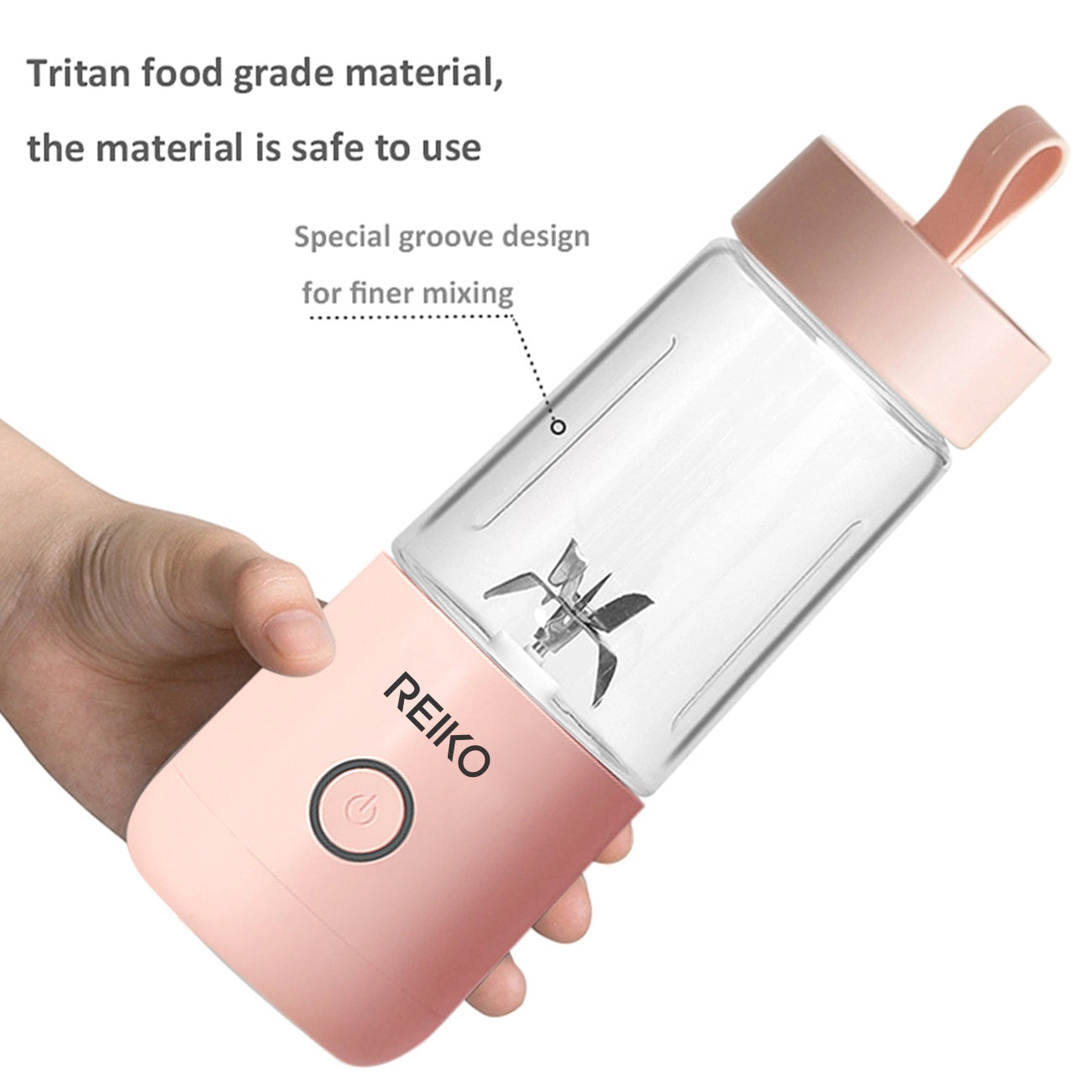 Blender With USB Rechargeable Batteries Portable 350mL Pink Color