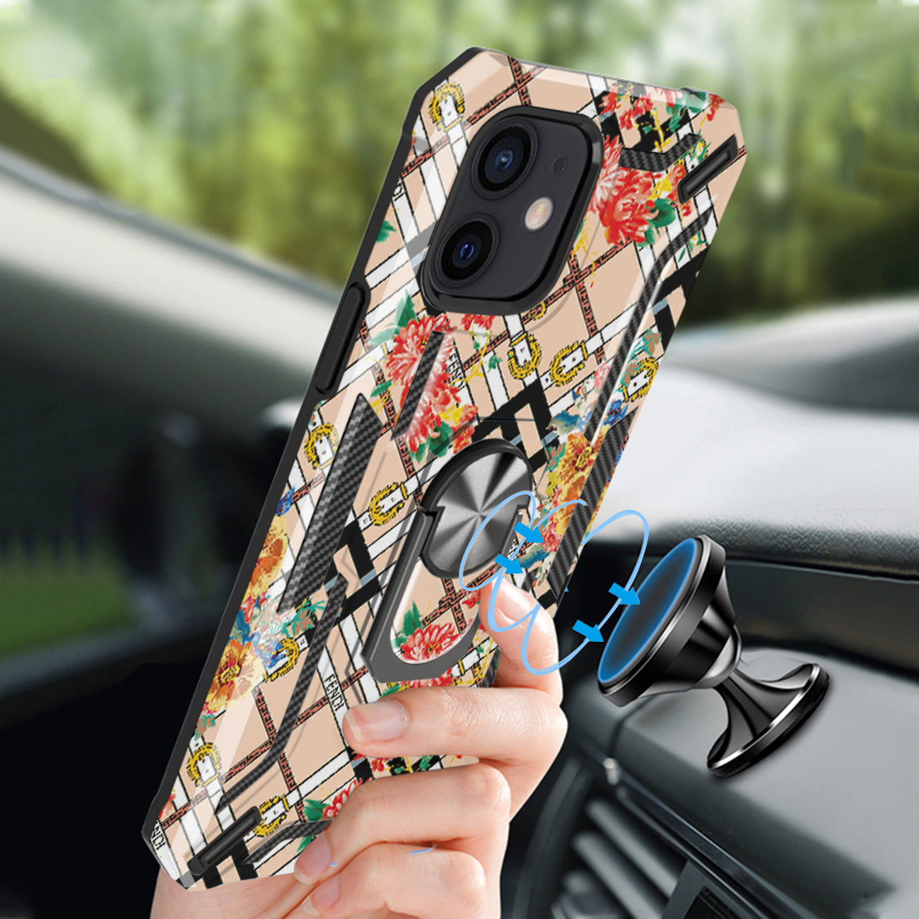 Phone Case with Magnetic Ring Holder For IPHONE 12 MINI In Rose Gold