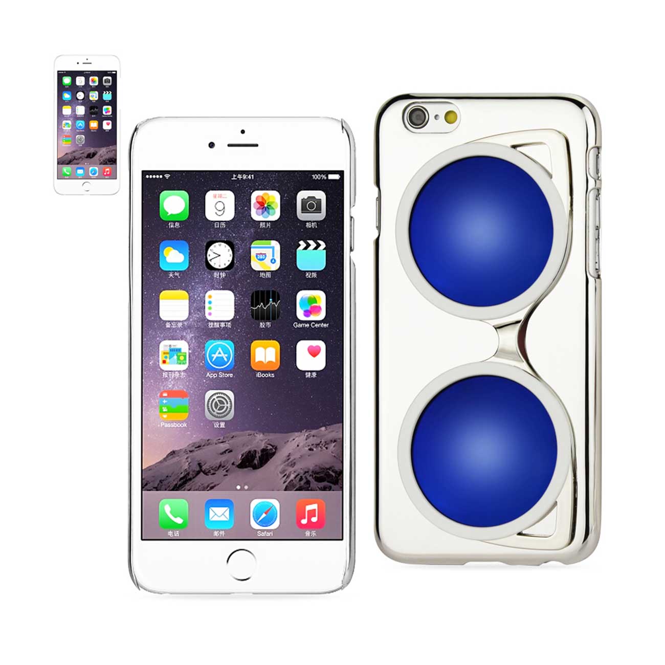 Case Jewelry Plated 3D Sunglasses iPhone 6 Plus Silver White Color