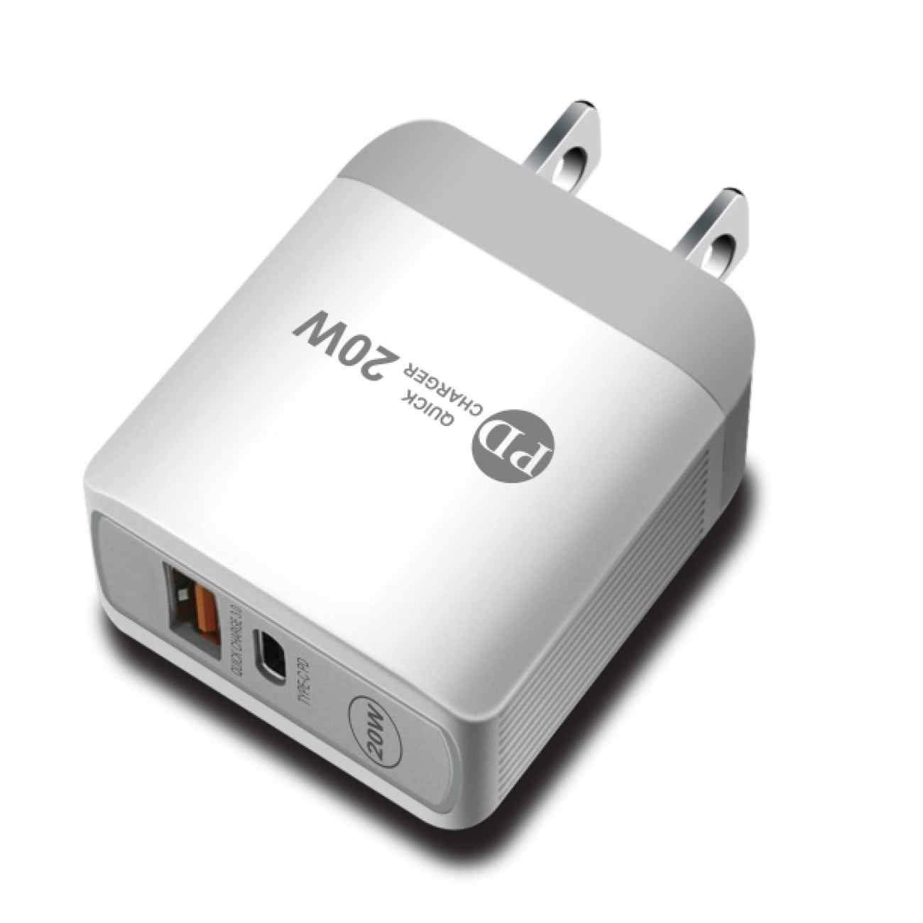 Travel Wall Charger Adapter USB Type-C Dual Ports 20W Power Delivery White Color