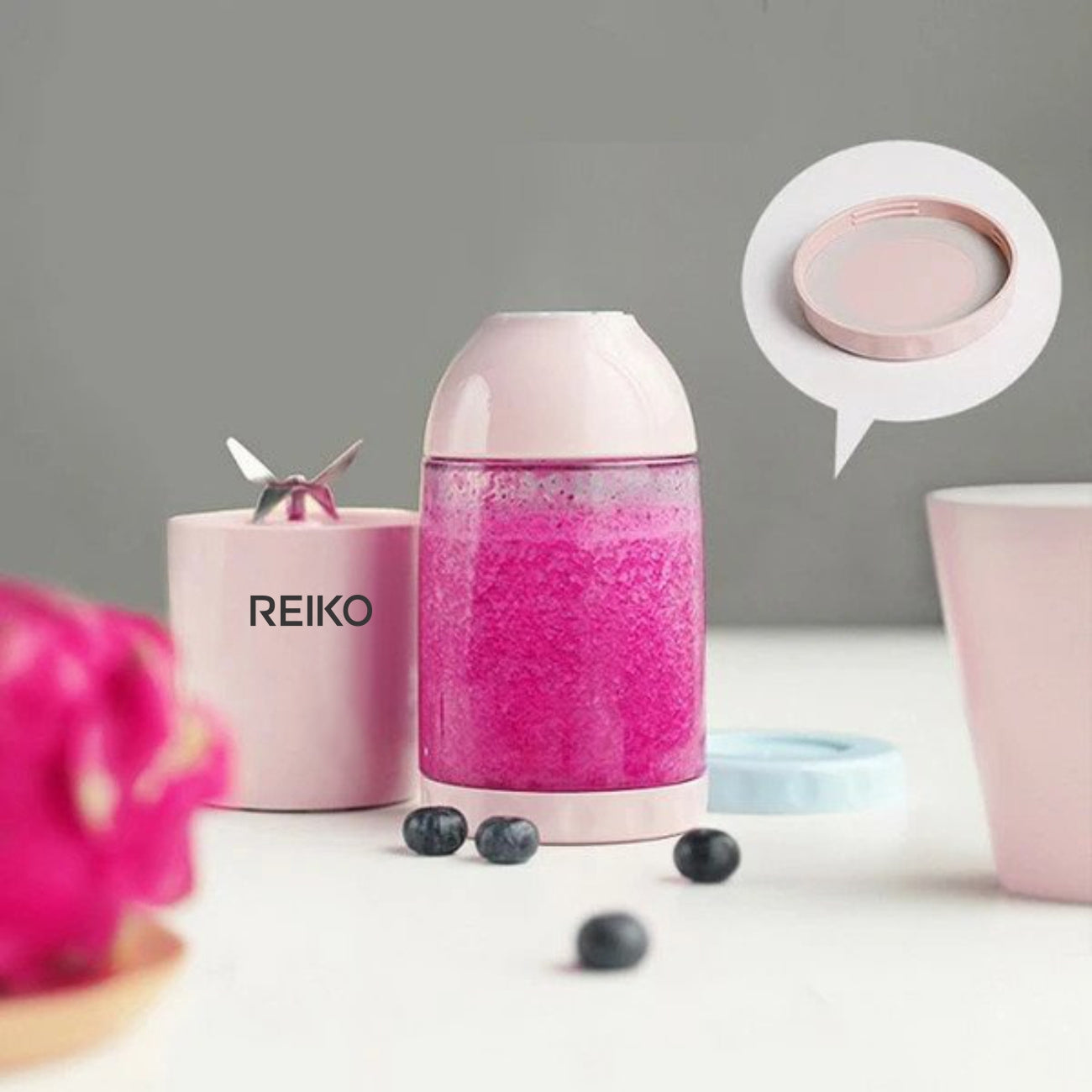 Blender With USB Rechargeable Batteries Portable 380mL Pink Color