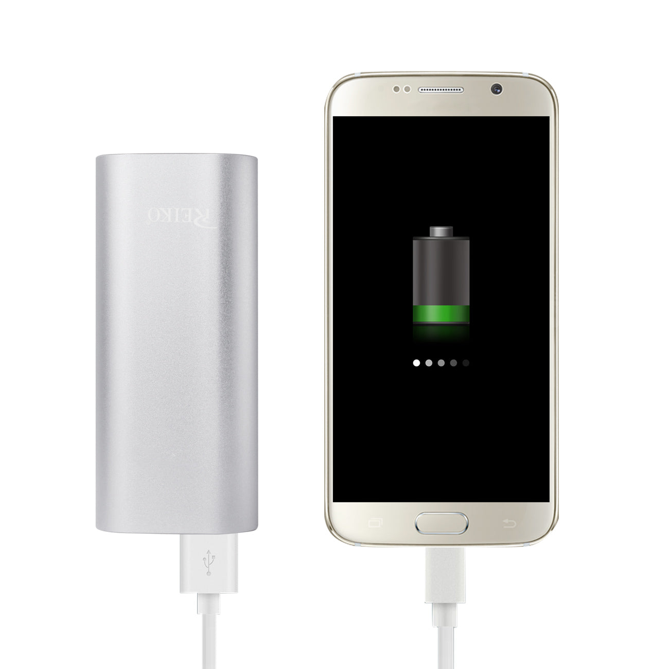 Power Bank Universal With Micro Cable 2A 5V 4800Mah Silver Color
