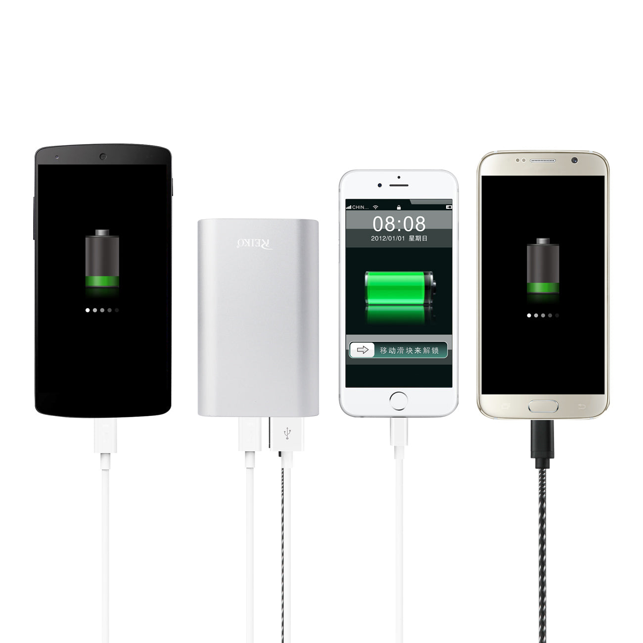 2A5V 6800MAH UNIVERSAL POWER BANK WITH TWO USB-A Ports and ONE USB-C IN SILVER