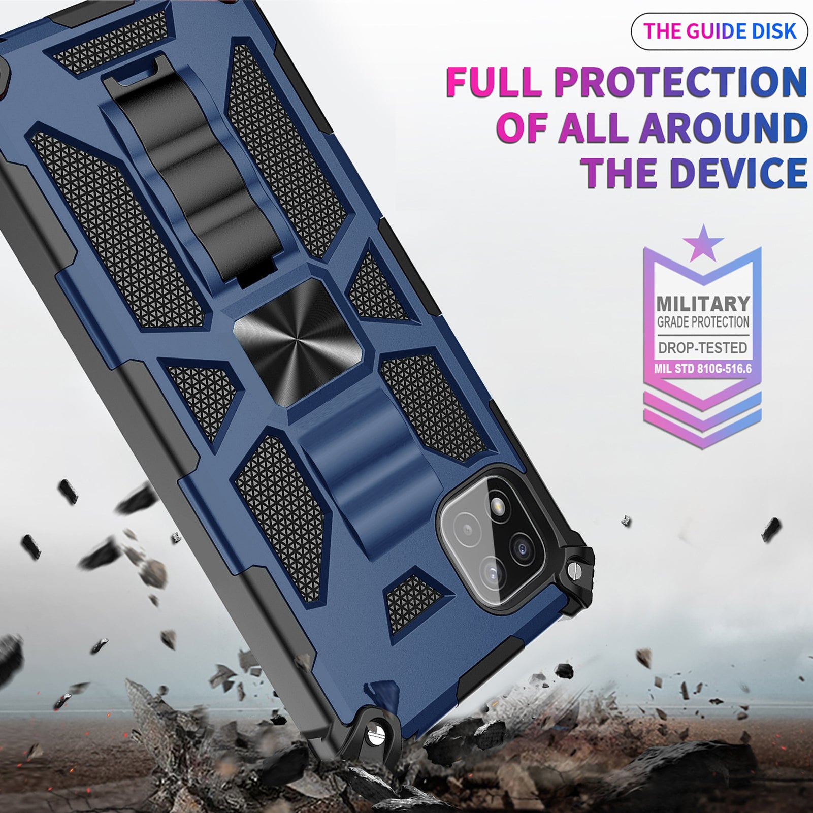 Built-in Kickstand TPU Case with Magnetic Mount for SAMSUNG GALAXY A22 5G in Blue