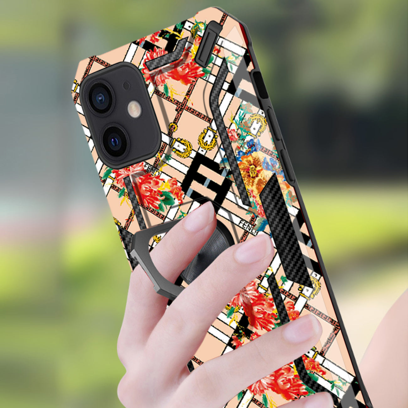 Phone Case with Magnetic Ring Holder For IPHONE 12 MINI In Rose Gold