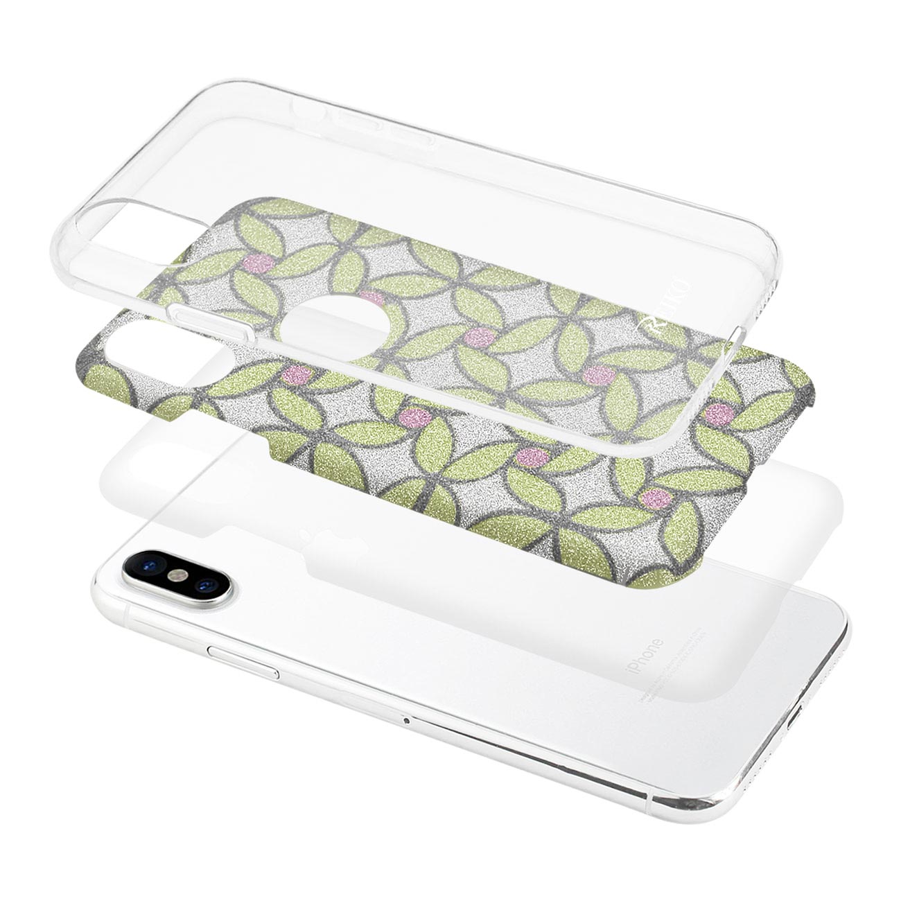 iPhone X/iPhone XS SHINE GLITTER SHIMMER FLOWER HYBRID CASE IN GOLD