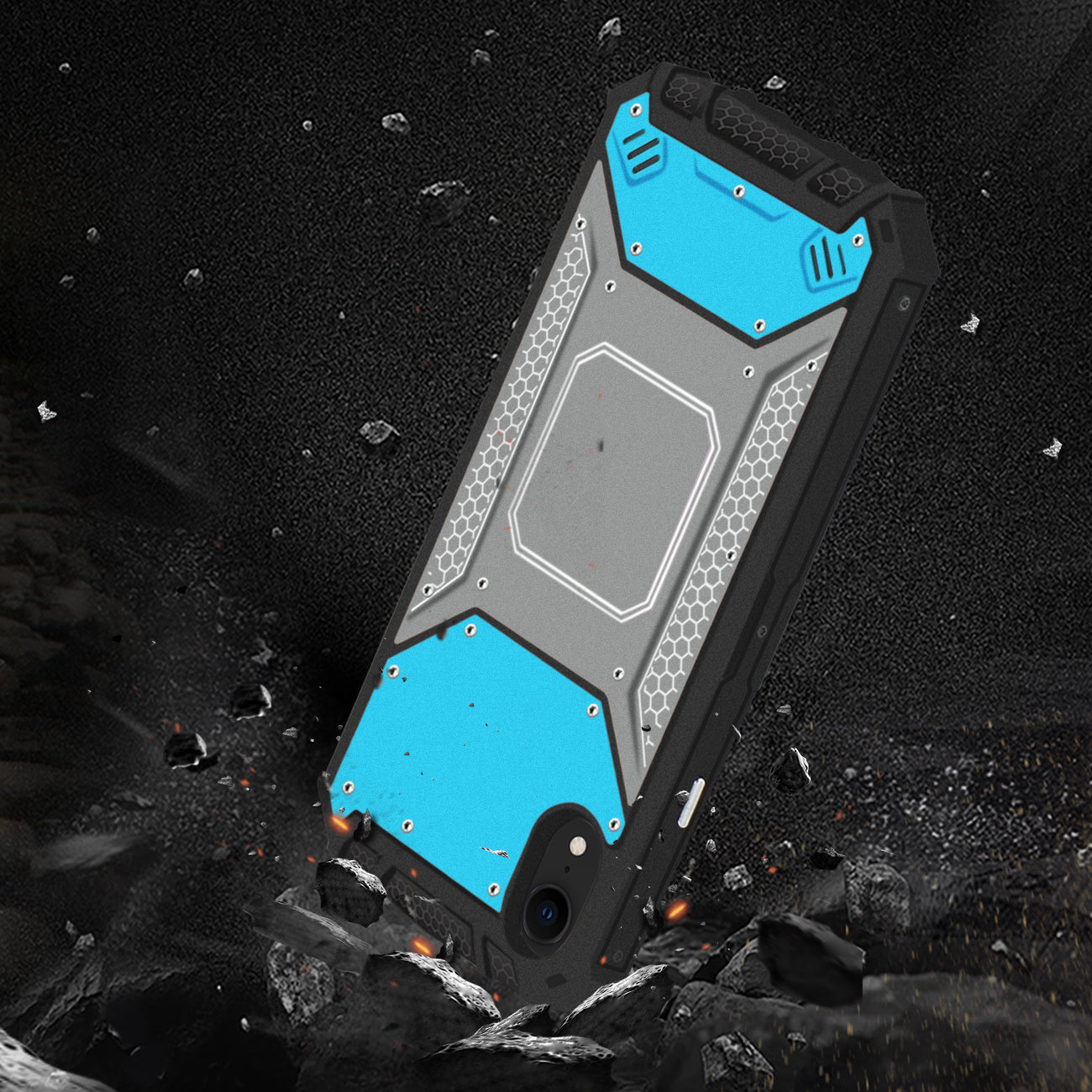 Case Front Cover Metallic Apple iPhone XR Blue And Gray Color