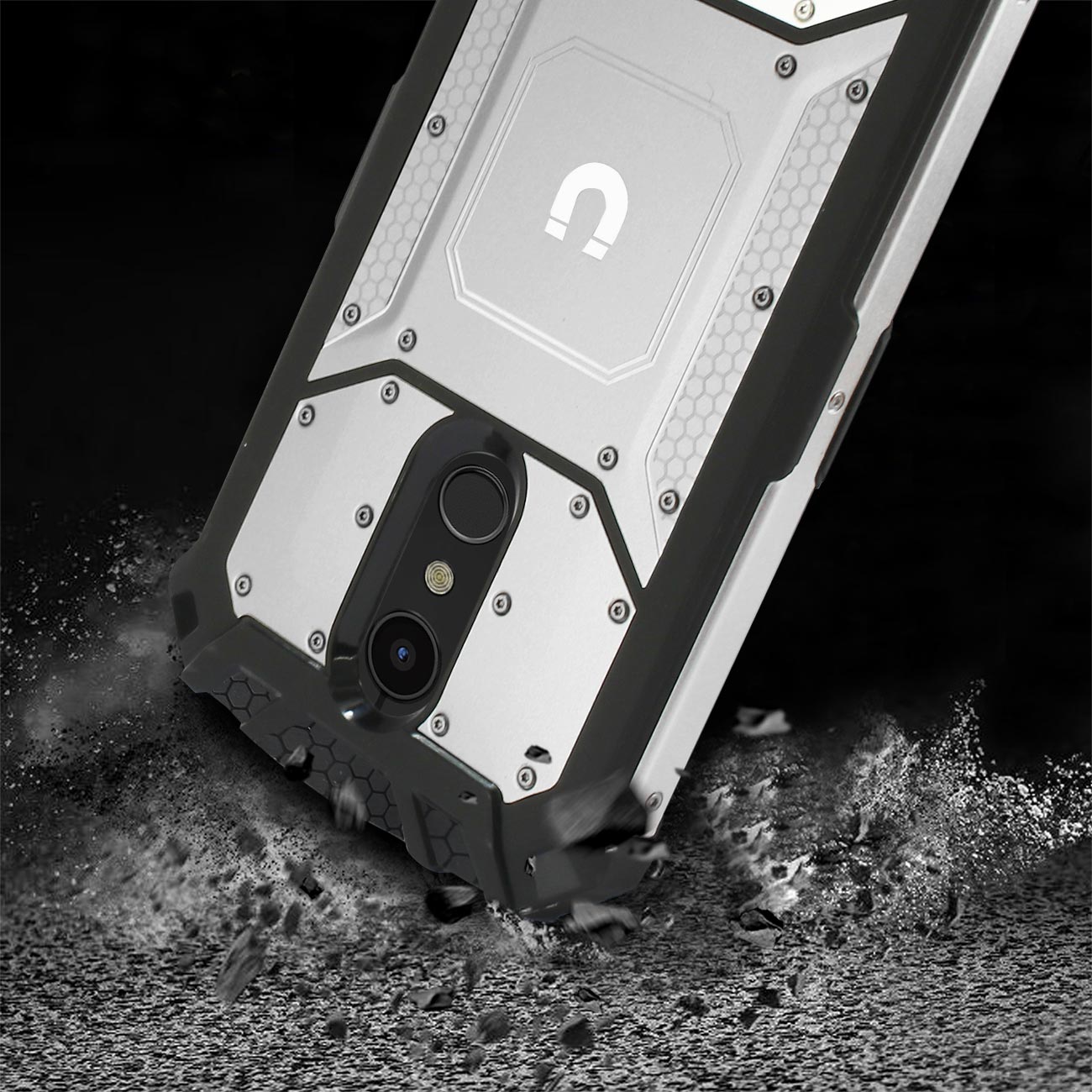 LG K10(2018) Metallic Front Cover Case In Silver