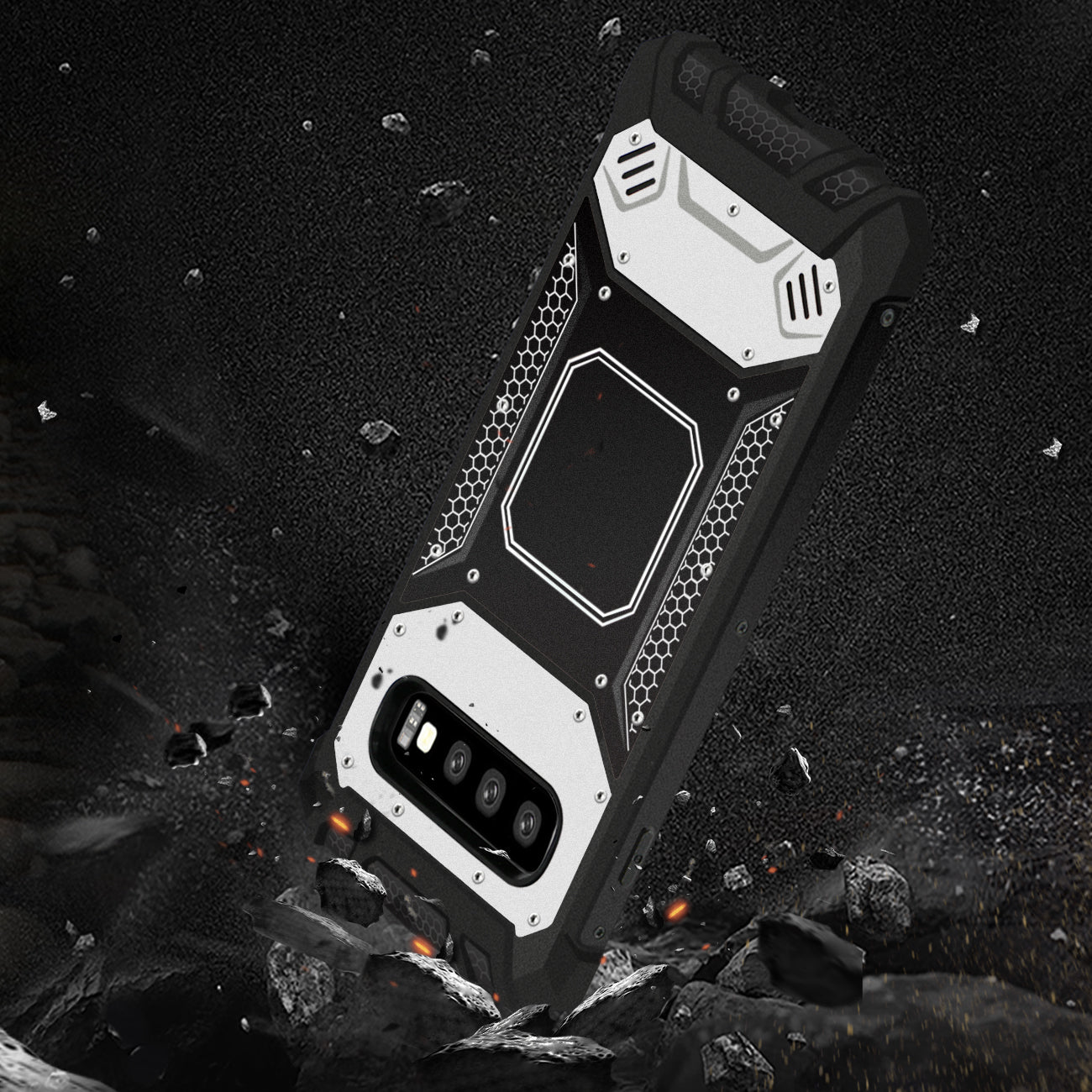 Case Front Cover Metallic Samsung Galaxy S10 Silver And Black Color