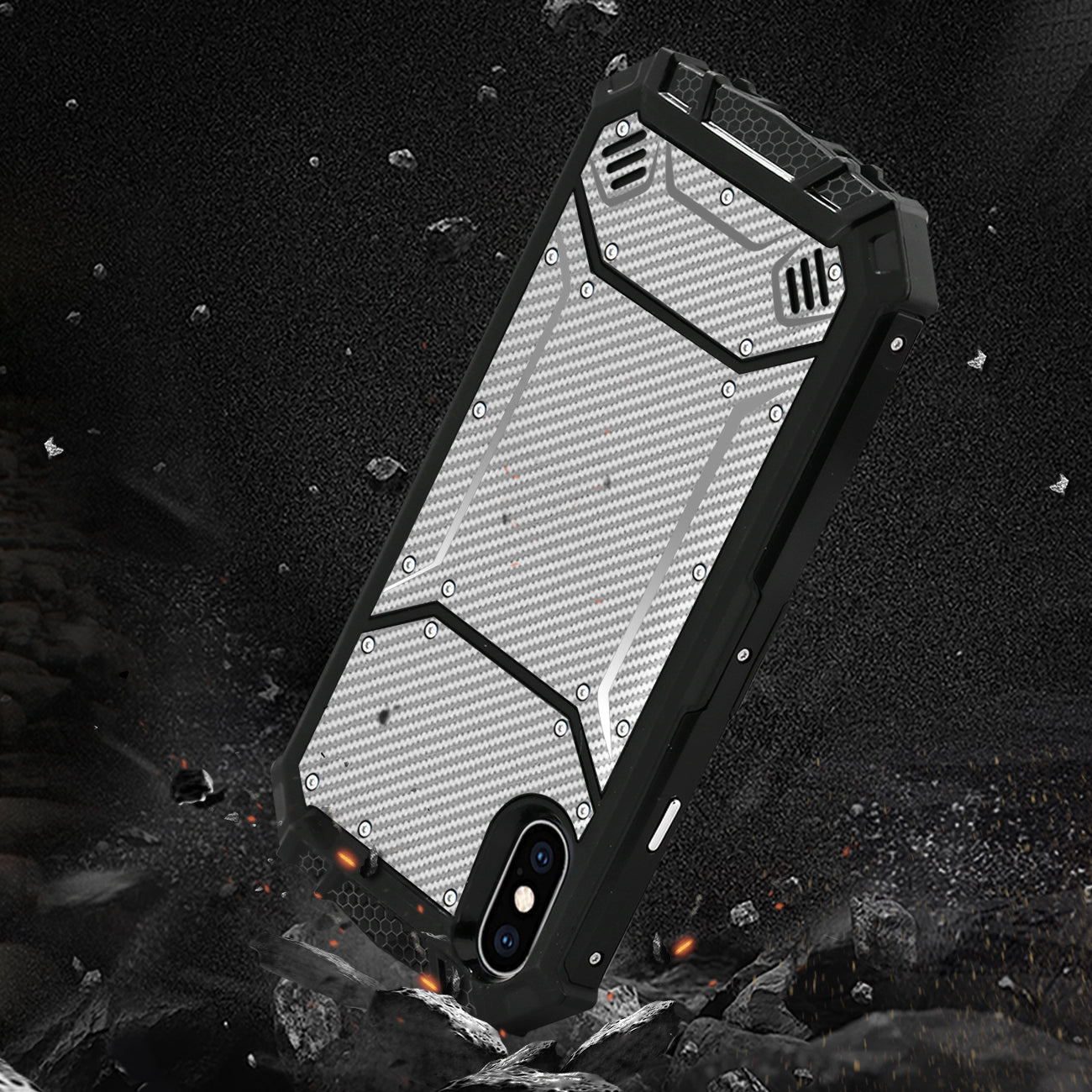 Case Hard-Shell Carbon Fiber Apple iPhone X Gray Color