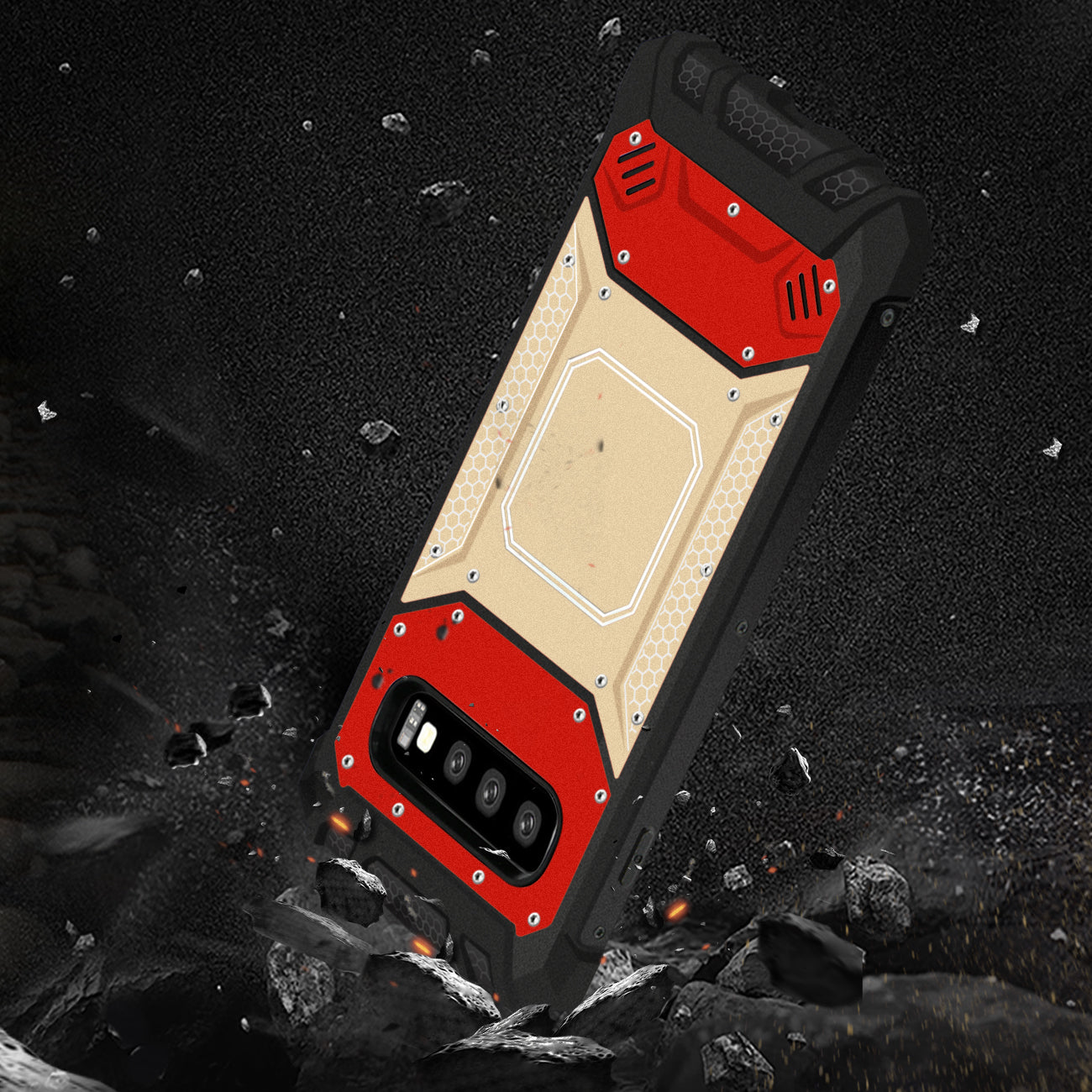 SAMSUNG GALAXY S10 Plus Metallic Front Cover Case In Red and Gold