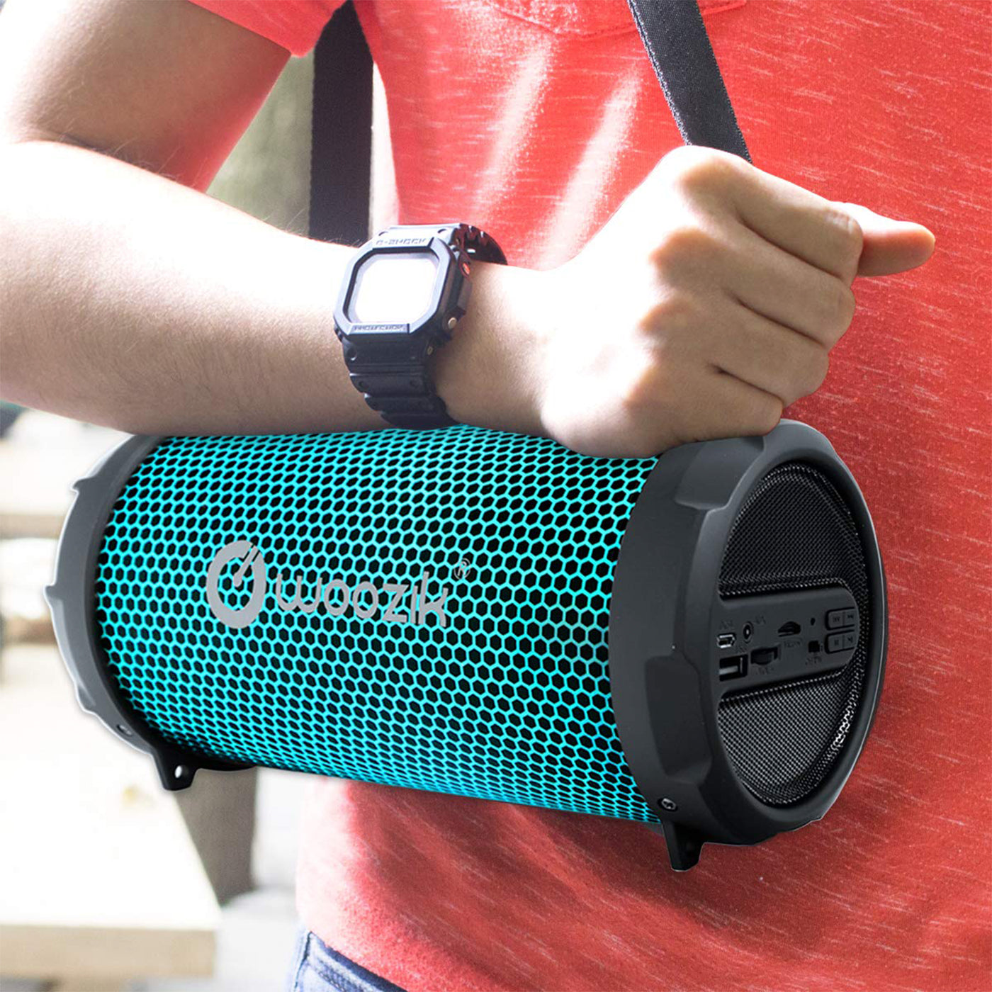 Bluetooth Portable Rockit Go S213 With LED Lights, FM Radio, SD Card, AUX 3.5mm Black Color