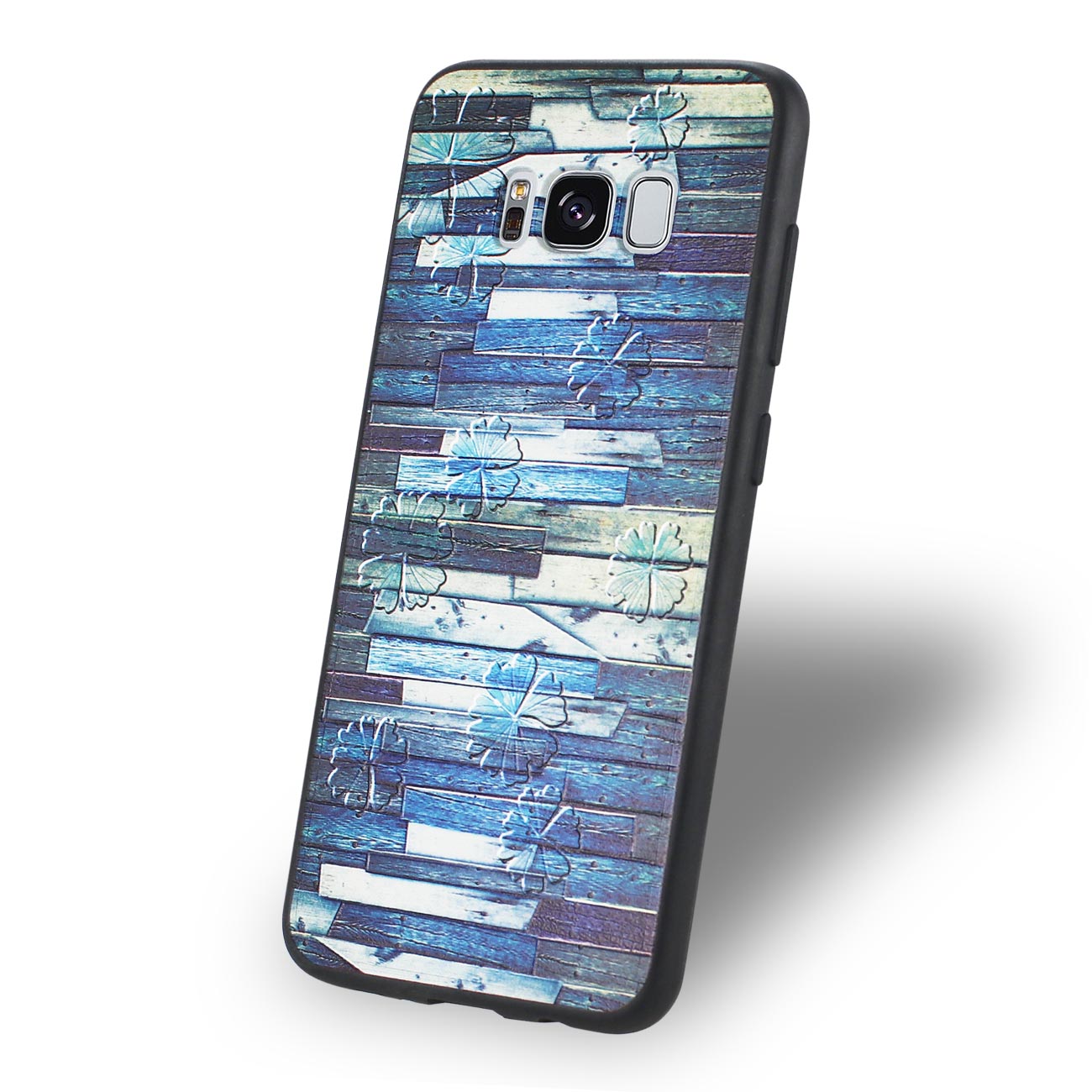 Samsung Galaxy S8 Embossed Wood Pattern Design TPU Case With Flowers