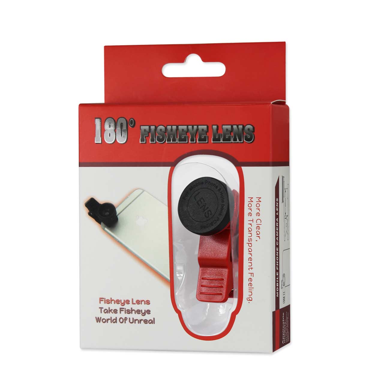 HD Camera Fish Eye Lens Built In 180 Degree Wide Angle In Red