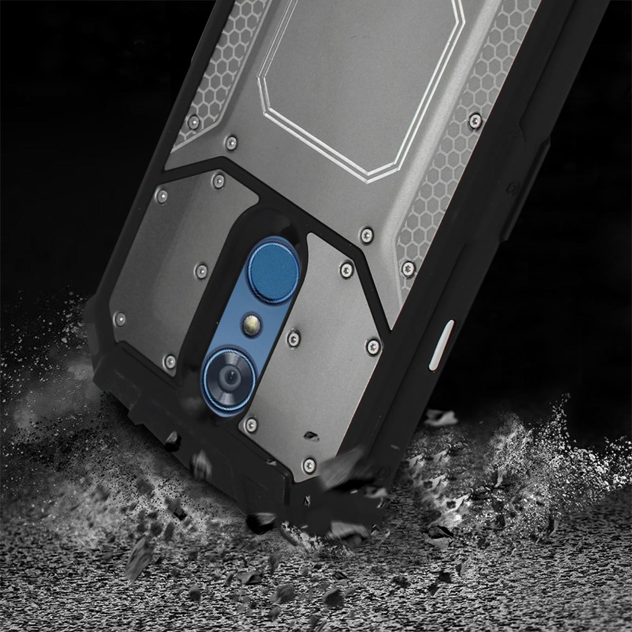 LG Q7 Plus Metallic Front Cover Case In Gray