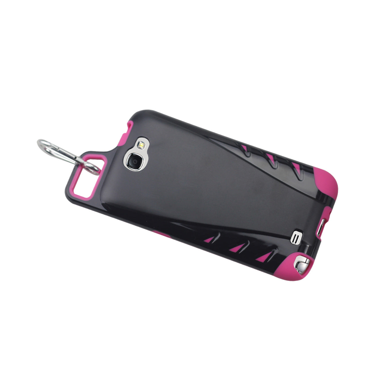 Samsung Galaxy Note 2 Dropproof Workout Hybrid Case With Hook In Black Hot Pink