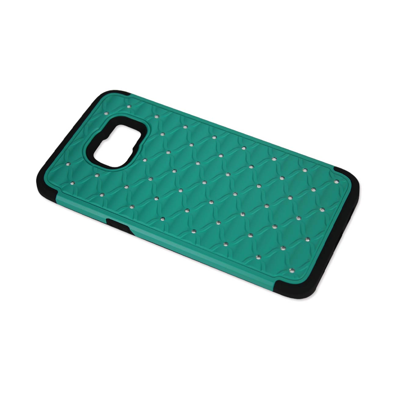 Samsung Galaxy S6 Edge Plus Hybrid Heavy Duty Jewelry Diamond Case In Black Green