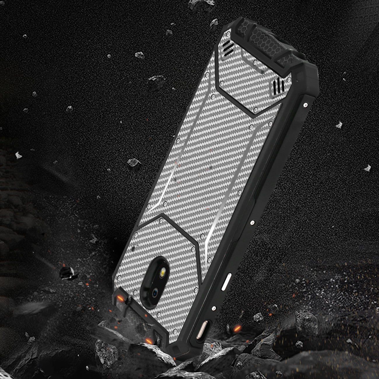 Reiko SAMSUNG GALAXY J7 (2018) Carbon Fiber Hard-shell Case In Gray