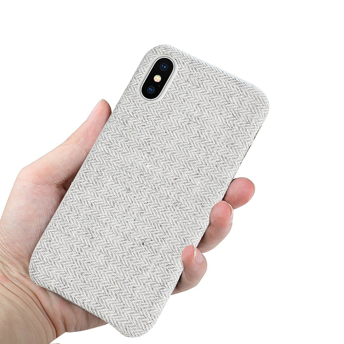 iPhone X/iPhone XS HERRINGBONE FABRIC IN LIGHT GRAY
