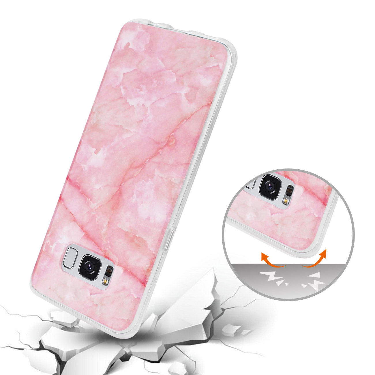 Samsung Galaxy S8 Edge/ S8 Plus Streak Marble Cover In Pink