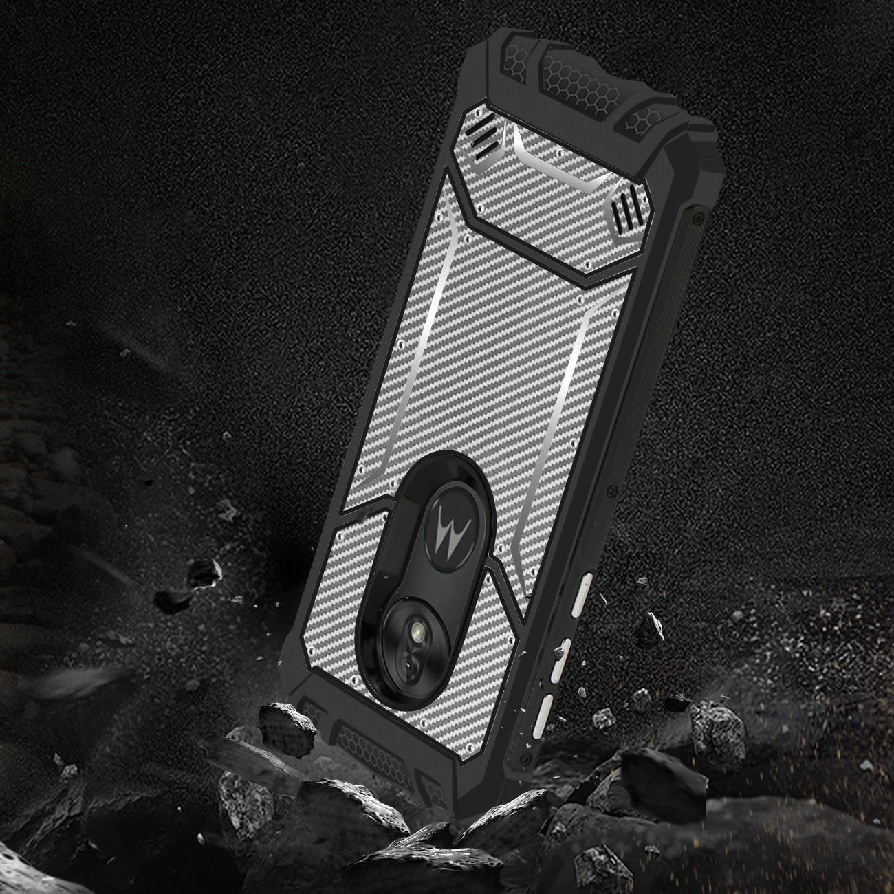 Case Carbon Fiber Hard-shell Motorola Moto G7 Play Gray Color
