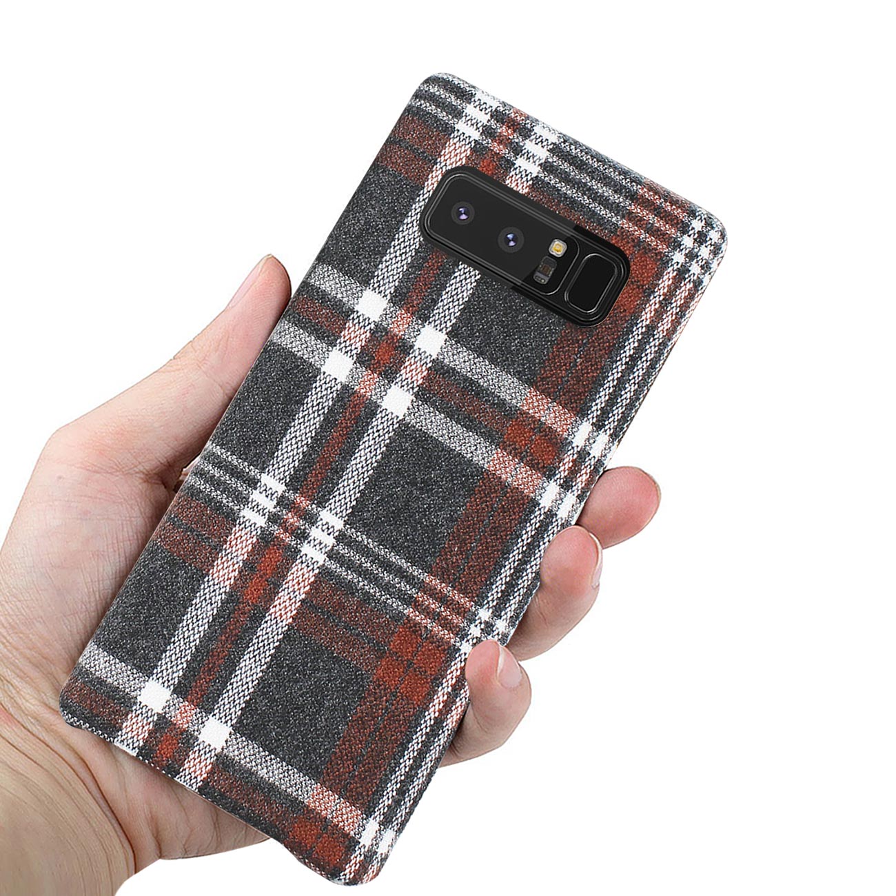 Case Checked Fabric Reiko Samsung Galaxy Note 8 Red Color