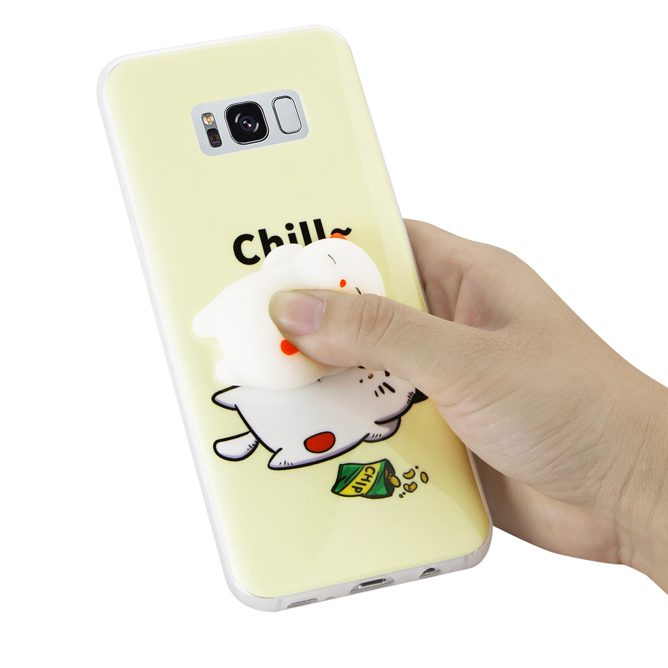 SAMSUNG GALAXY S8 EDGE/S8 Plus TPU DESIGN CASE WITH 3D SOFT SILICONE POKE SQUISHY SLEEPING CAT