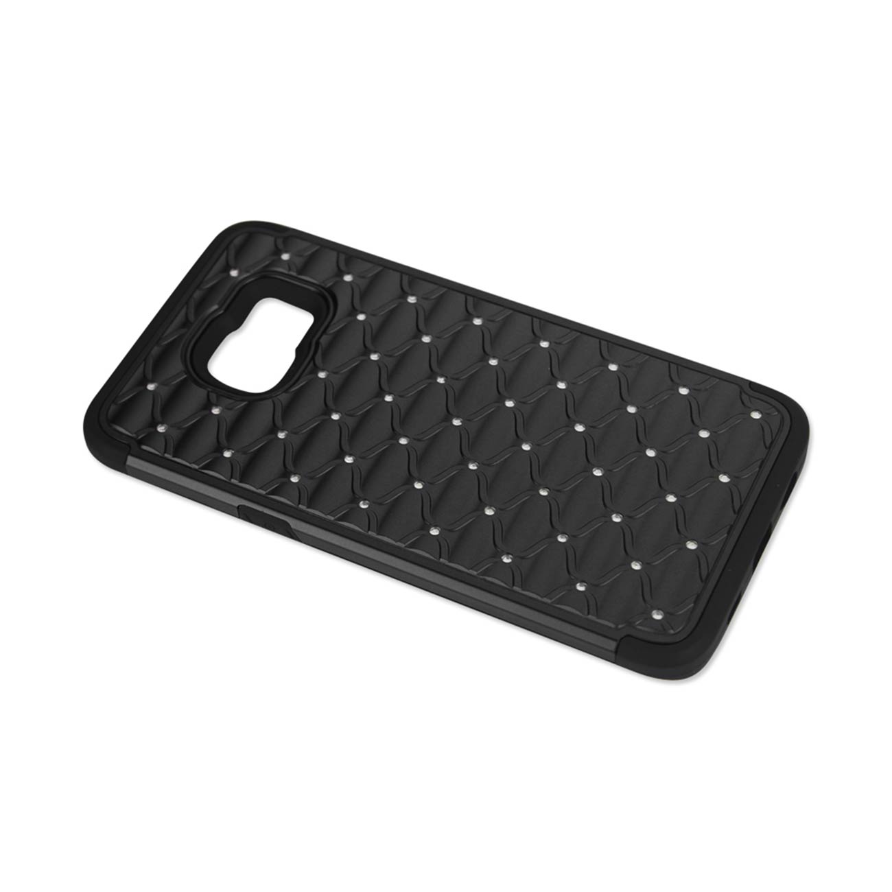 Samsung Galaxy S6 Edge Plus Hybrid Heavy Duty Jewelry Diamond Case In Black