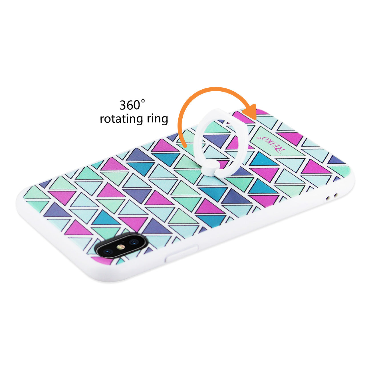 iPhone X/iPhone XS TRIANGLE PATTERN TPU CASE WITH ROTATING RING STAND HOLDER