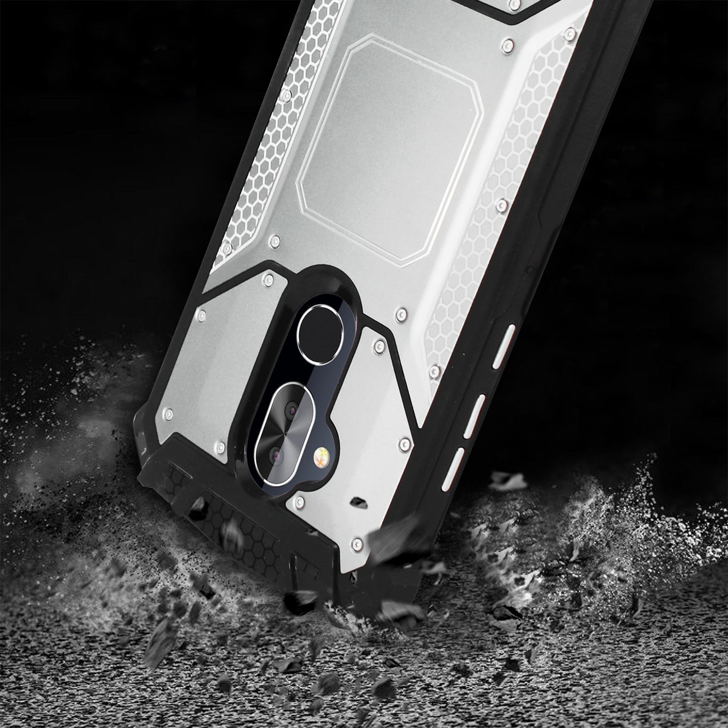 Cover Case Front Metallic Alcatel 7 Folio Silver Color