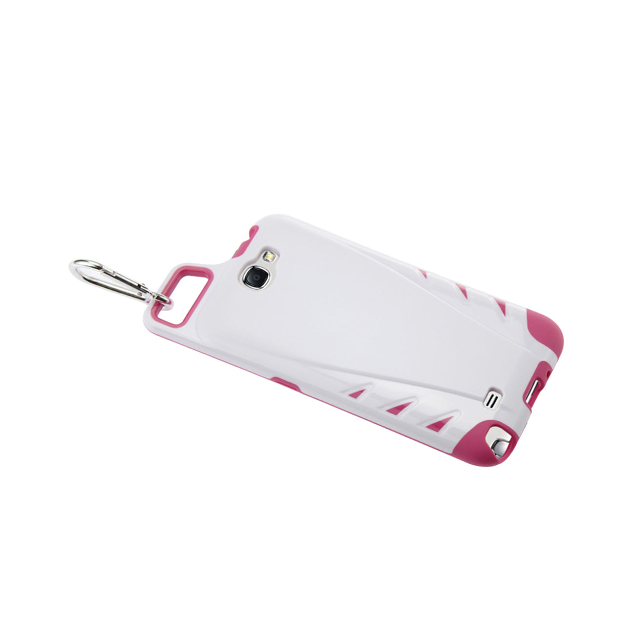 Samsung Galaxy Note 2 Dropproof Workout Hybrid Case With Hook In White Pink