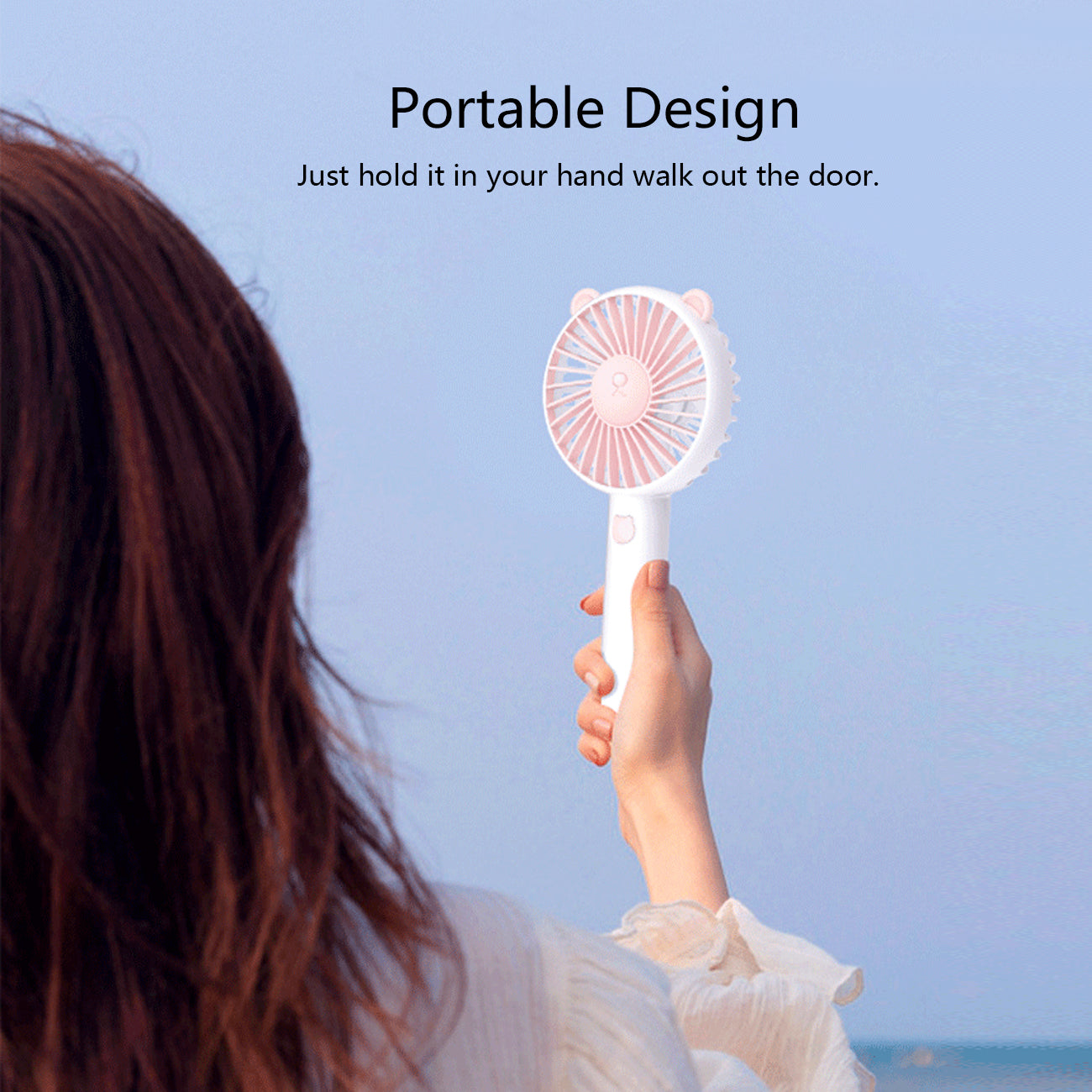 Bear Design 3 Speeds Electric Portable Personal Cooling Fan for Home Office Travel In White