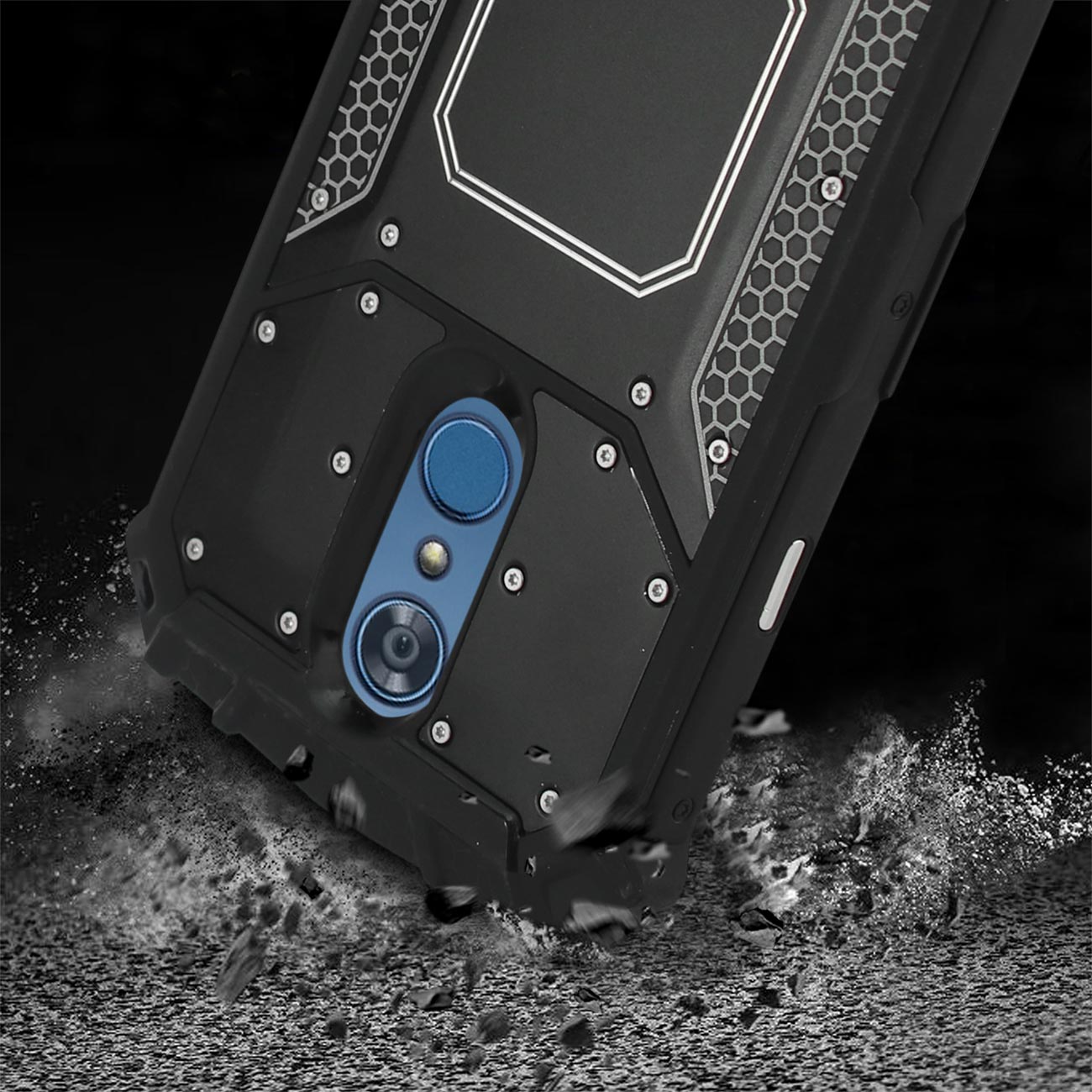 LG Q7 Plus Metallic Front Cover Case In Black