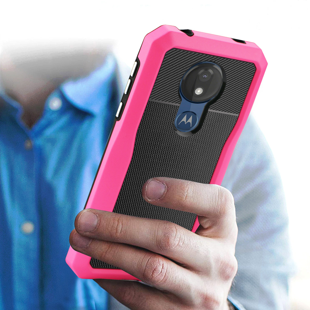 MOTOROLA MOTO G7 POWER Full Coverage Shockproof Case In Pink