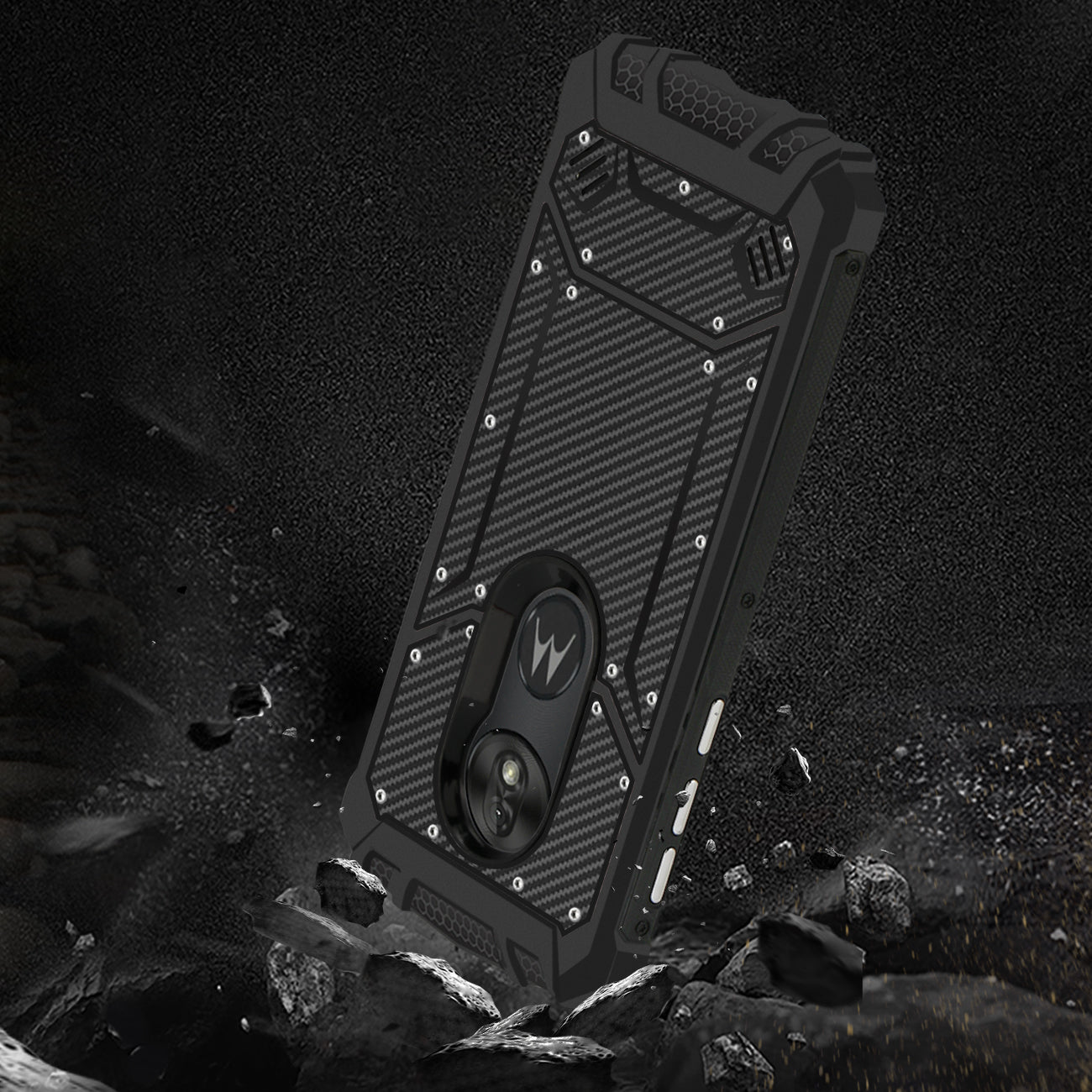 MOTOROLA MOTO G7 PLAY Carbon Fiber Hard-shell Case In Black