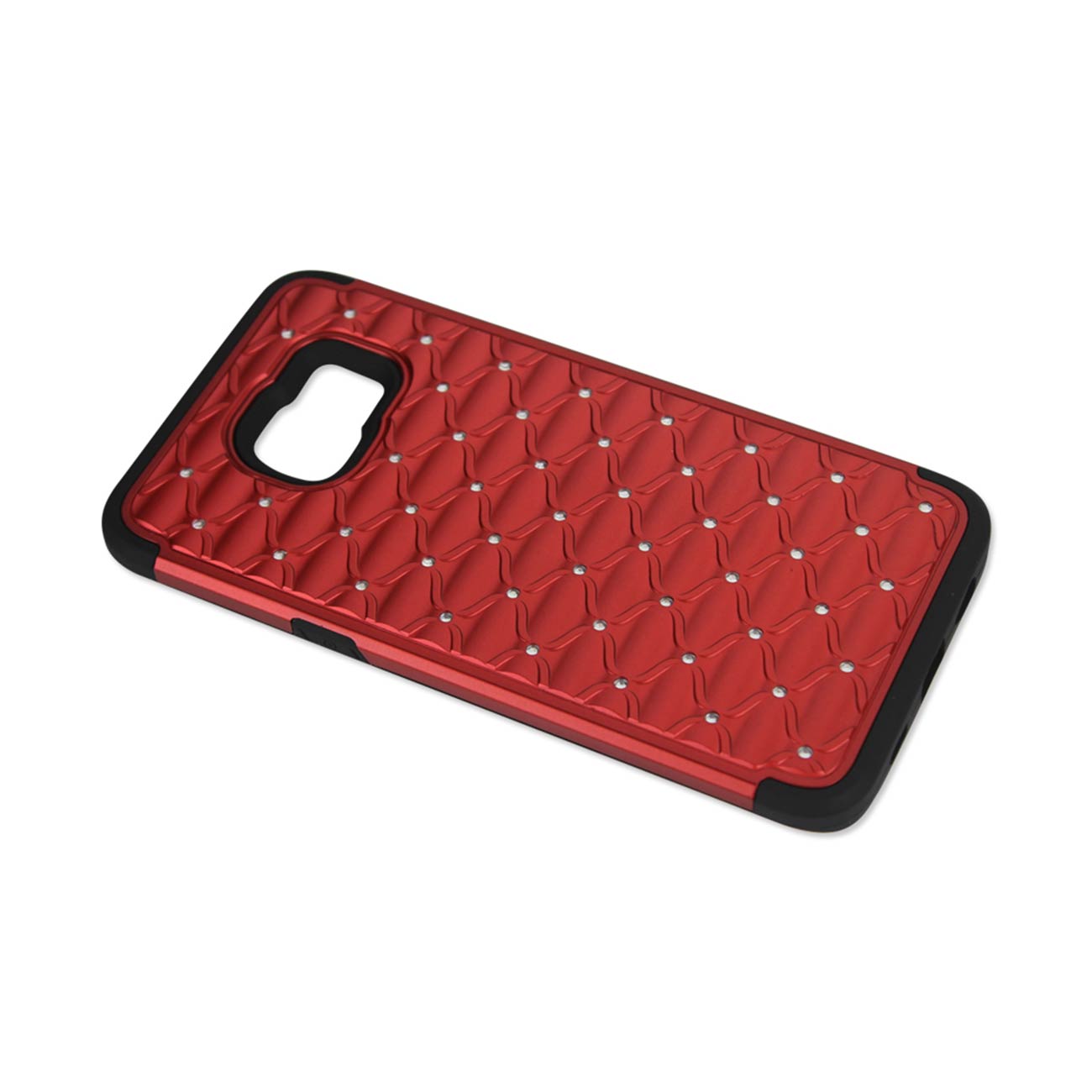 Samsung Galaxy S6 Edge Plus Hybrid Heavy Duty Jewelry Diamond Case In Black Red